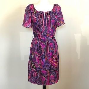 Trina Turk Paisley Print Silk Dress EUC